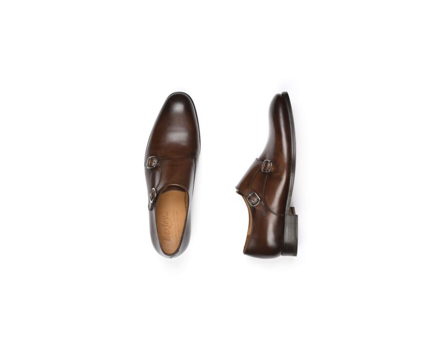 Chaussures homme double boucle Chocolat Patiné - CHIGWELL
