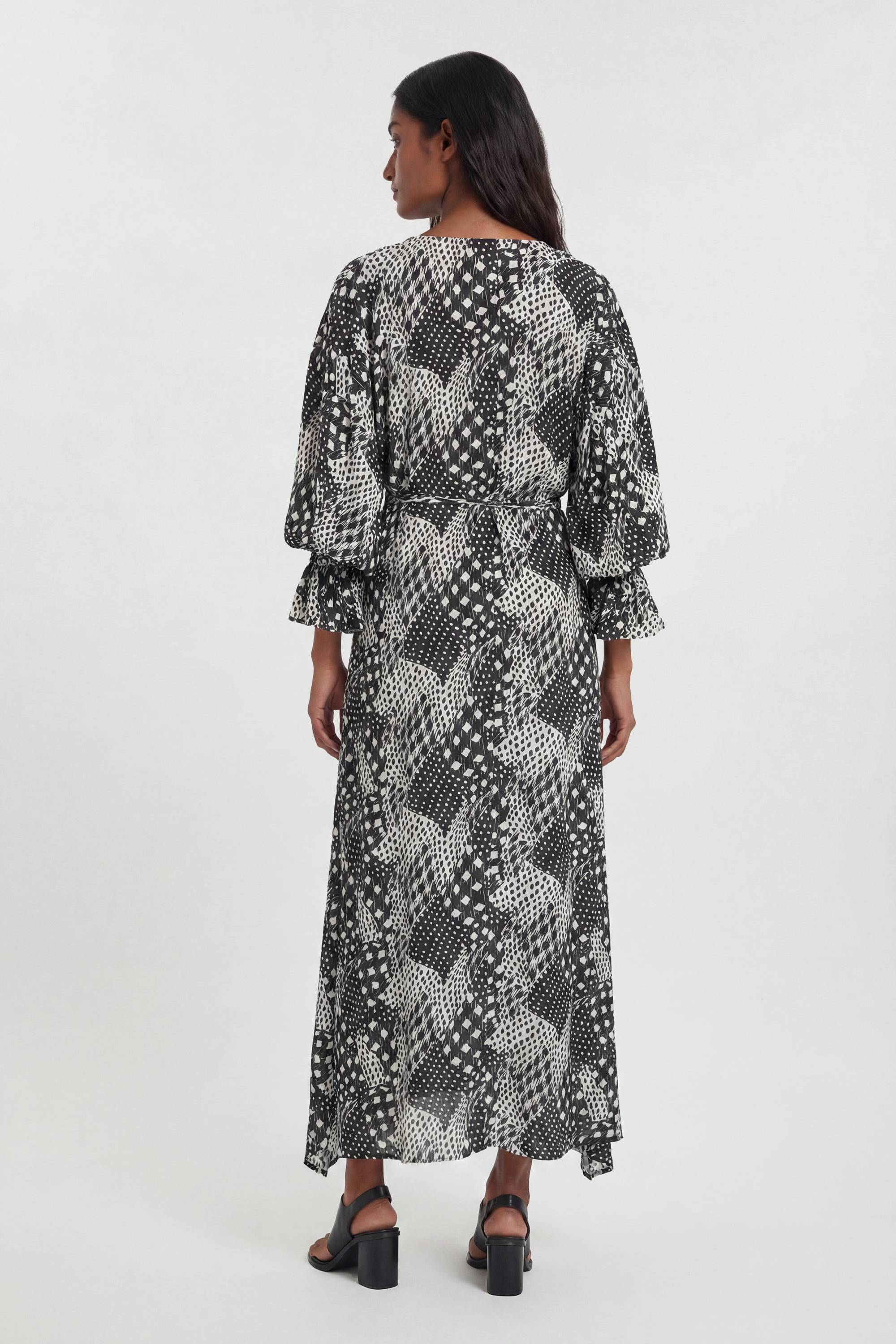KarenMillen Robe Mi-longue En Viscose Tissée Imprimée À Col Drapé