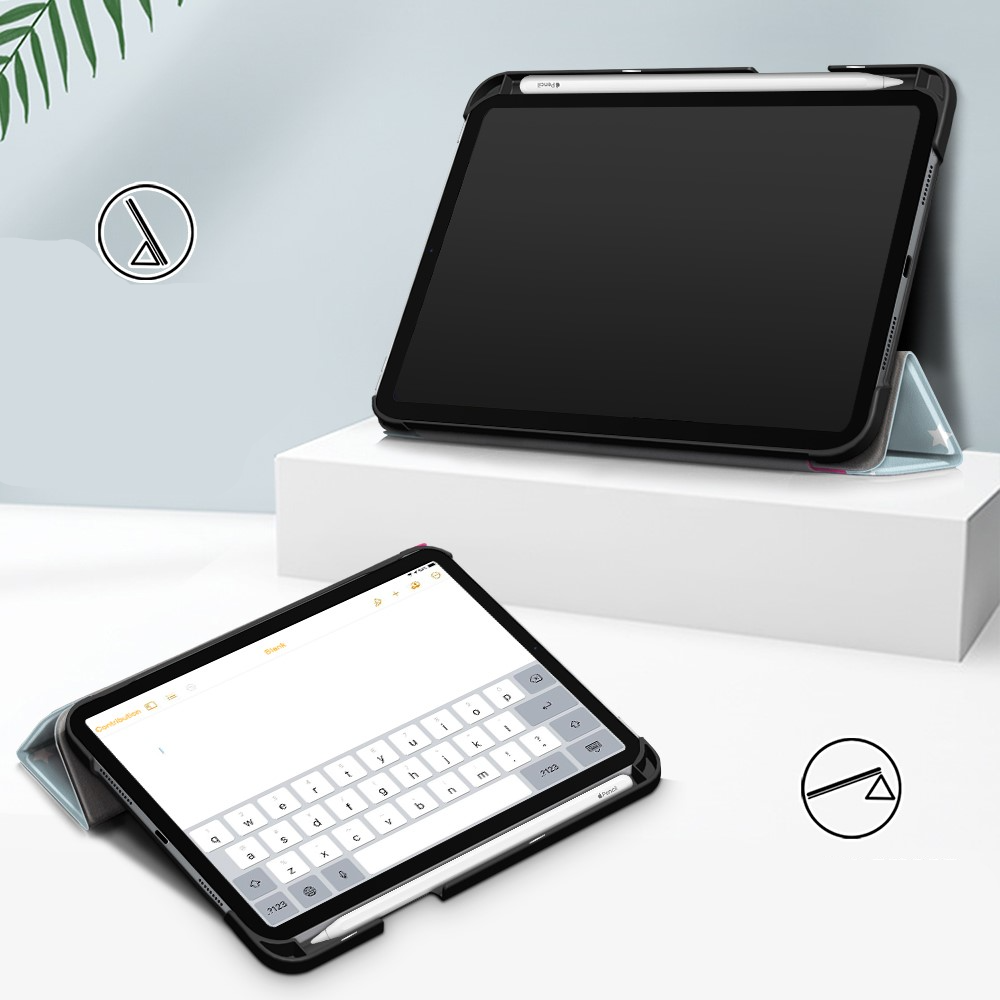 iPad Mini 7 (2024) / Mini 6 (2021) Leder Tasche Smart Case Hülle   Apple Pencil Halterung - Türkis