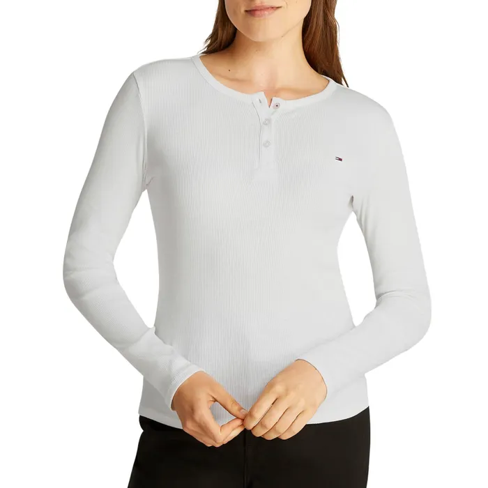 Tommy Hilfiger Slim Button Rib Longsleeve Shirt Dames