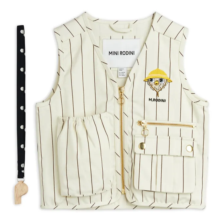 Mini Rodini Veste Sans-Manches Chouette Coton Bio | Ecru