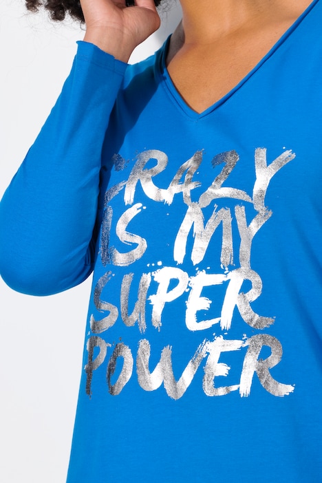 T-Shirt, A-Linie, Metallic-Print, Langarm