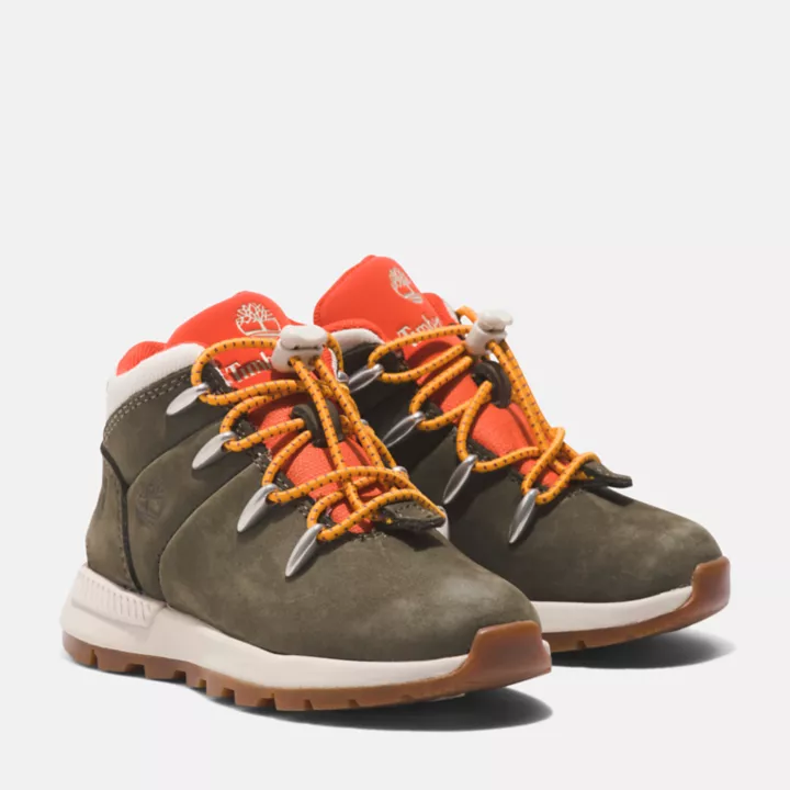 Bota infantil Sprint Trekker Hiker na cor verde escuro.