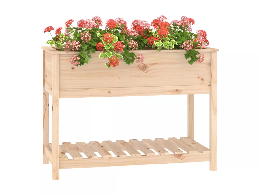Jardinière avec étagère 111,5x54x81 cm Bois massif de pin