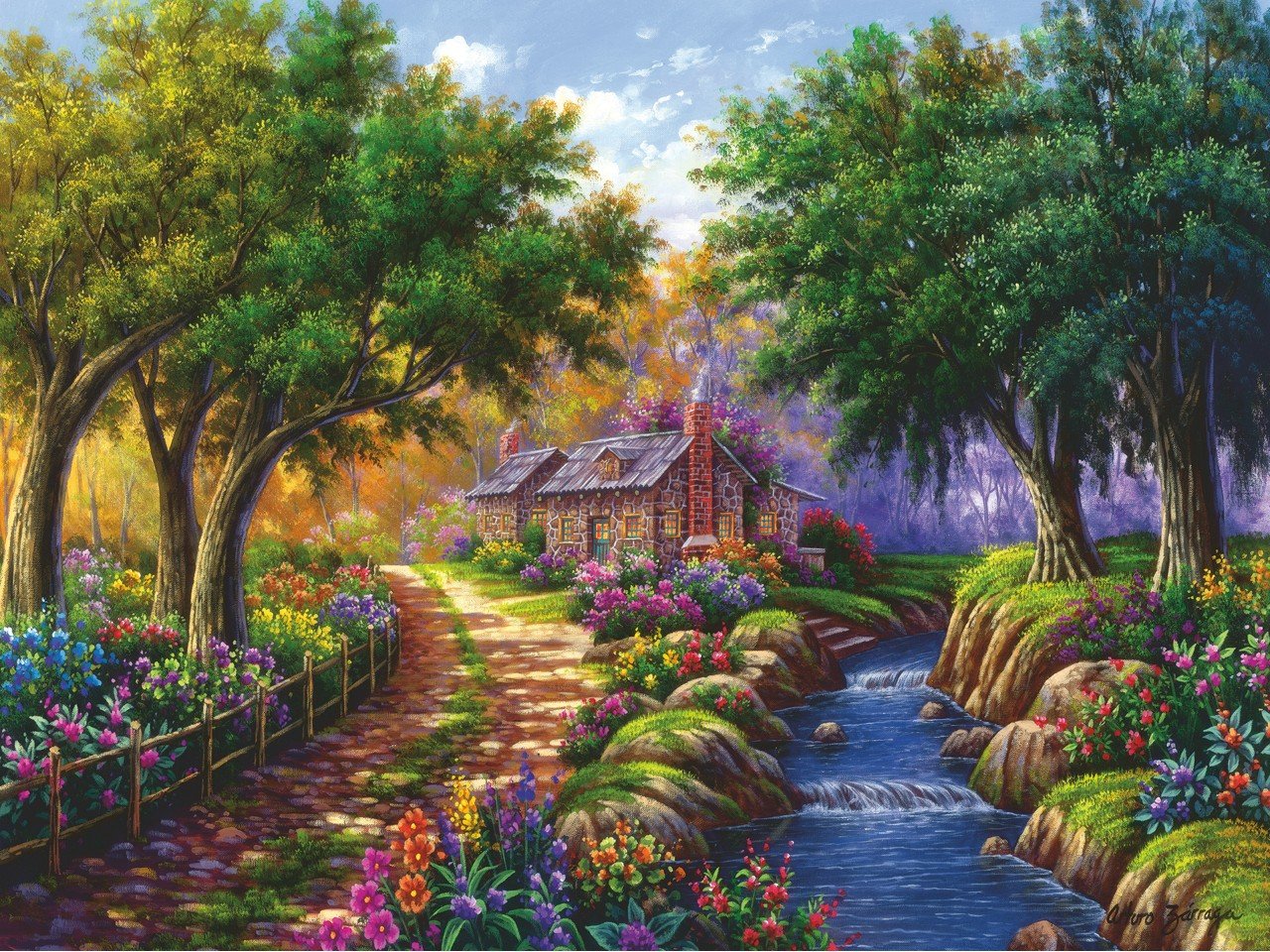 Ravensburger - Puslespil Cottage by the River 1500 brikker