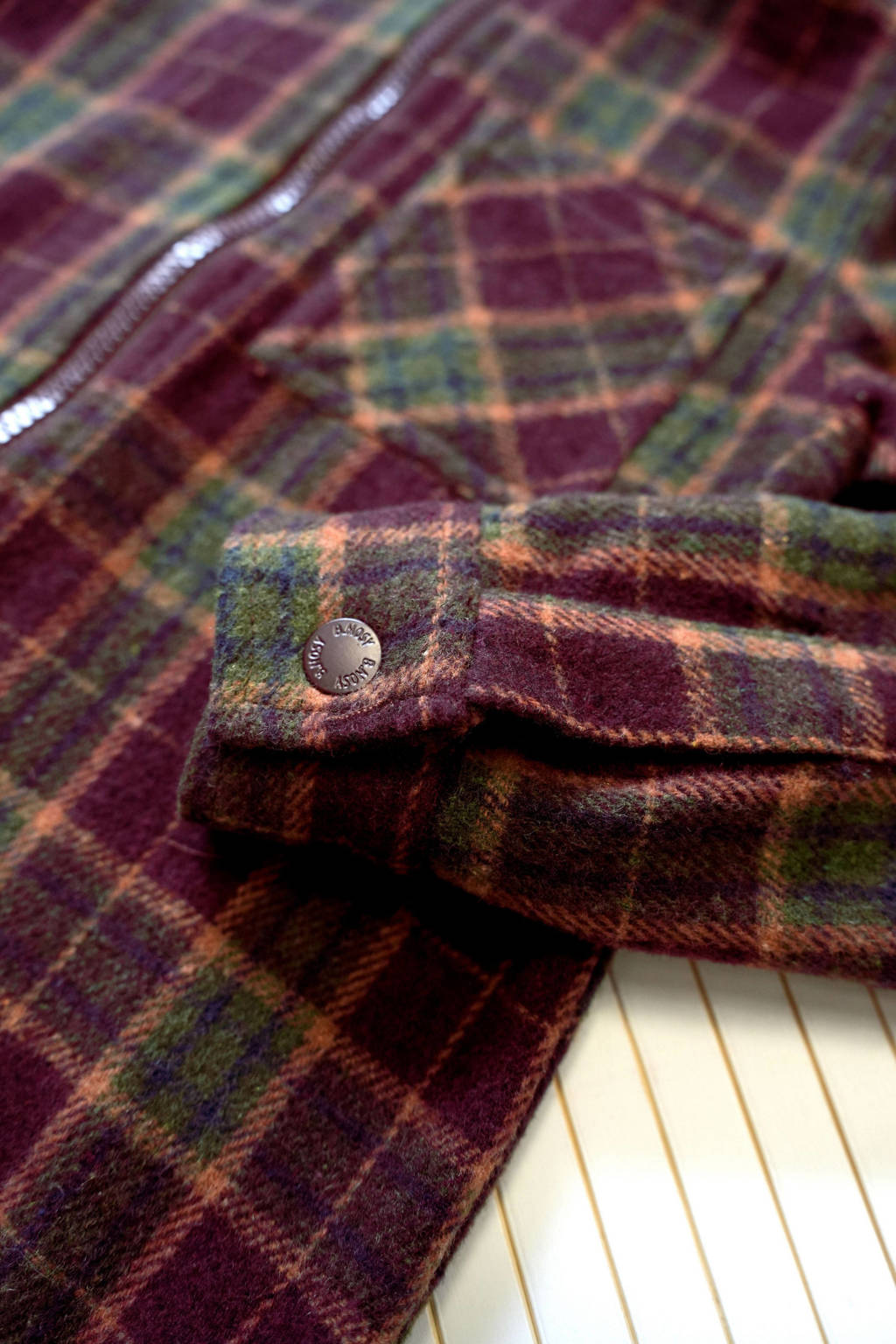B.Nosy geruit overshirt Boaz met capuchon donkerrood/groen