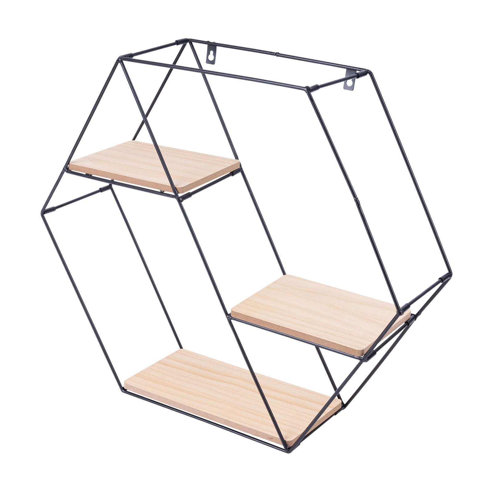 Wandregal - schwarz-natur - 58 cm
