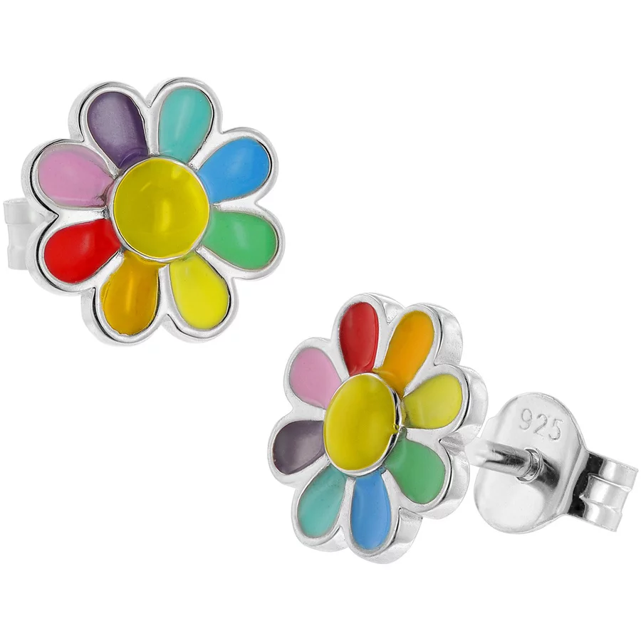 trendor Kinder-Ohrringe Silber 925 Ohrstecker Blume silver
