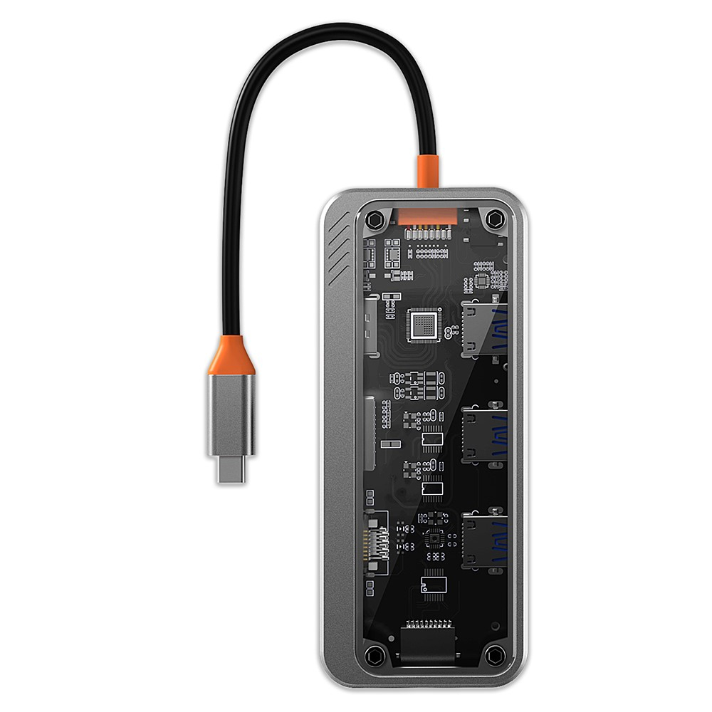 (5 Gbit/s) USB C Multiport Adapter HUB mit USB C (PD/100W) / 3x USB A / SD & Micro SD Kartenlesegerät / HDMI 4K@30Hz / LAN / VGA / 3.5mm Klinke