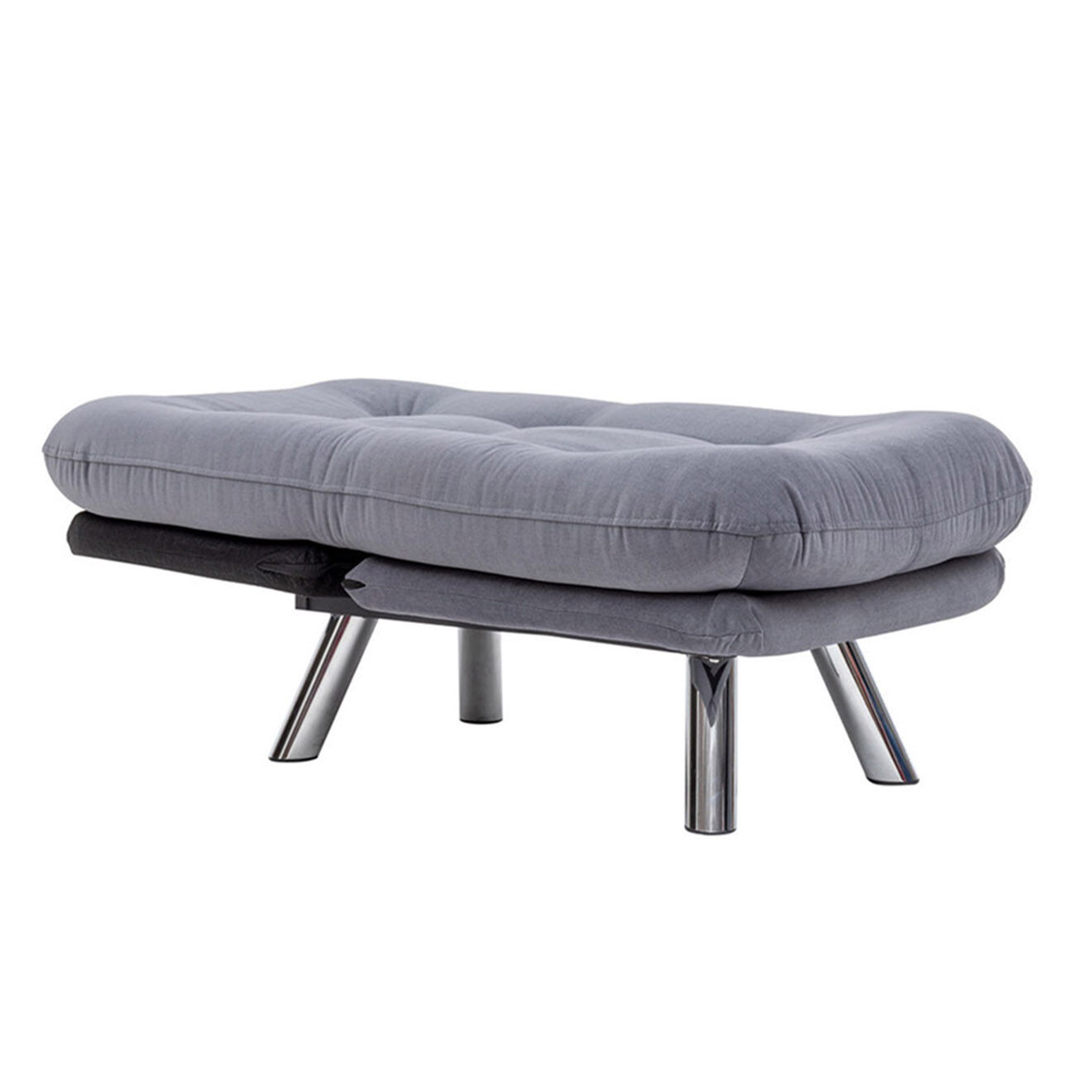 Homitis Fauteuil convertible pouf Misa gris - 120x68x26 cm