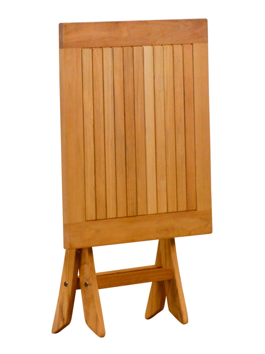 Teakhouten zitset: 2 tuinstoelen en 1 klaptafel (70 x 70 cm), weerbestendig en opvouwbaar