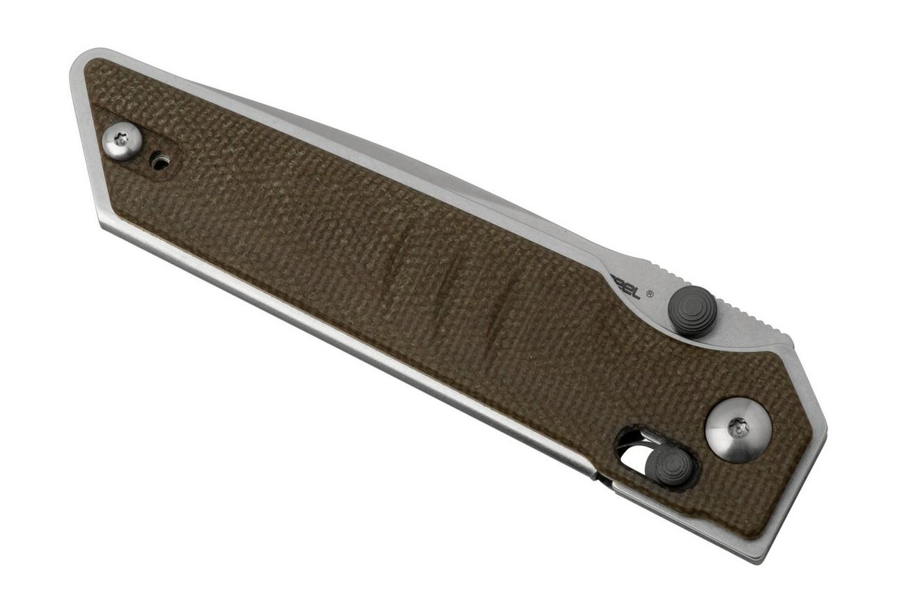 Real Steel Sacra, 7711G Green Micarta, Stonewashed K110 zakmes