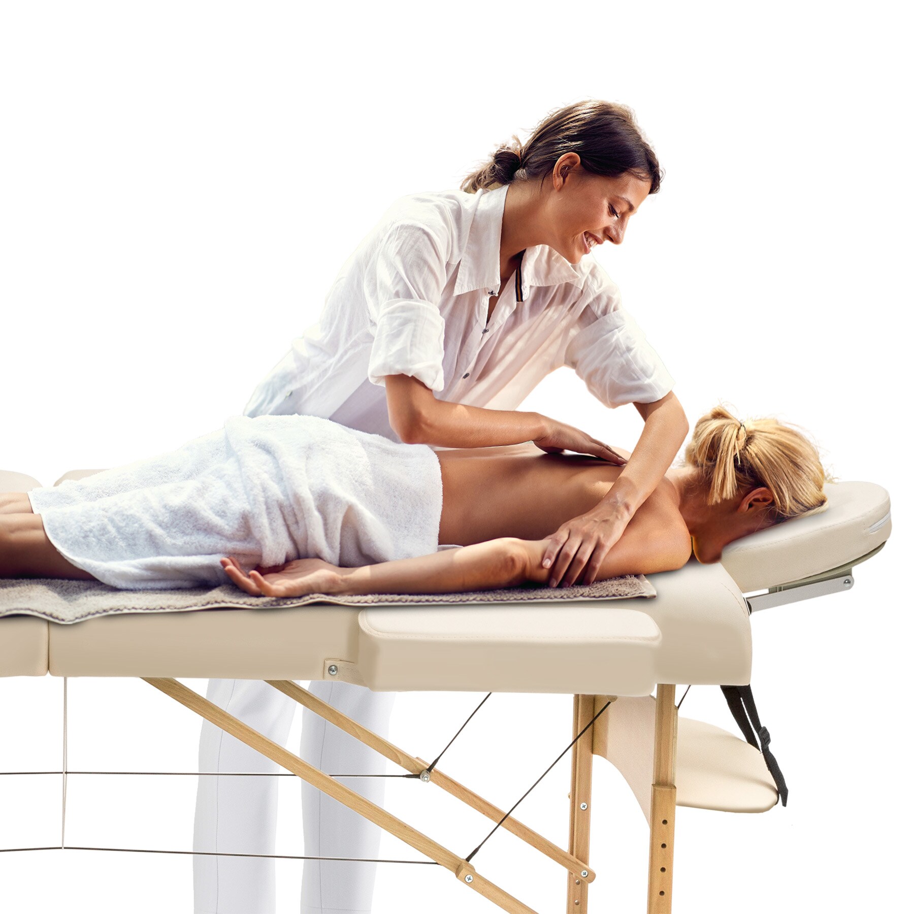 tectake® 2 Zonen Massageliege-Set, inklusive Lagerungsrollen und Tragetasche, klappbar und höhenverstellbar, 210 x 95 x 62 - 84 cm