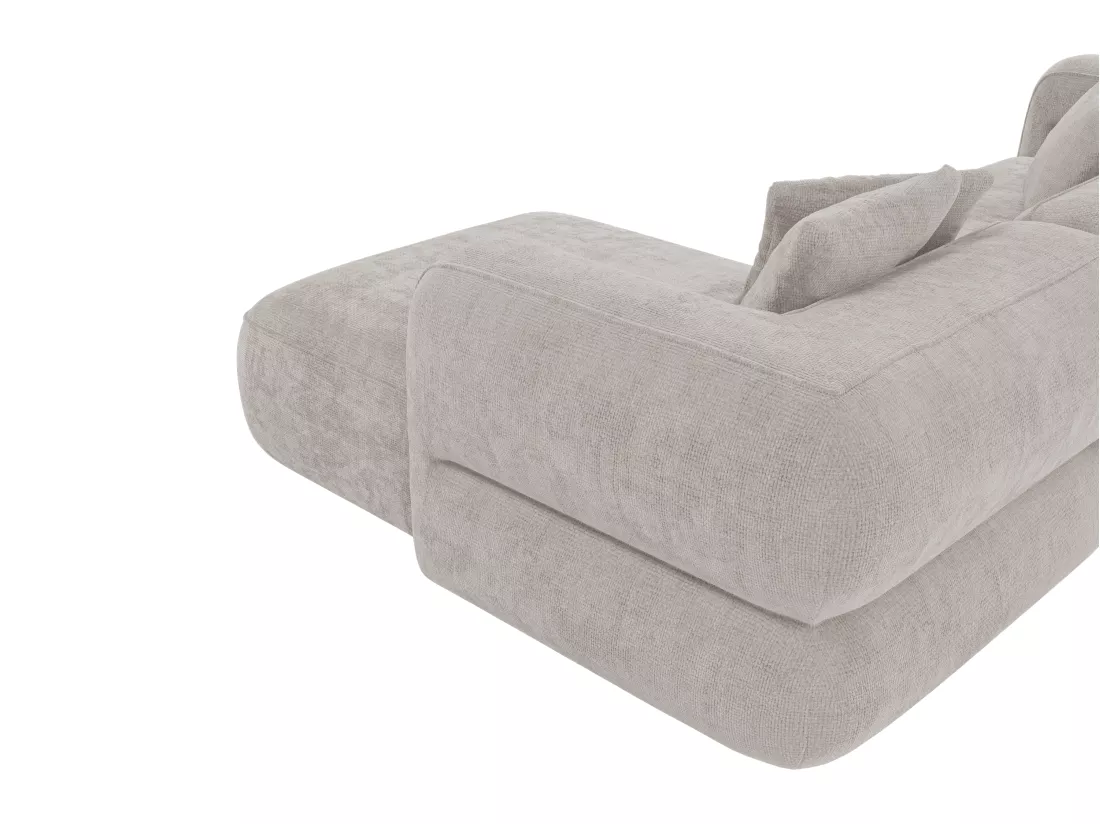 Canapé d'angle droit en tissu texturé gris clair TREVALIS