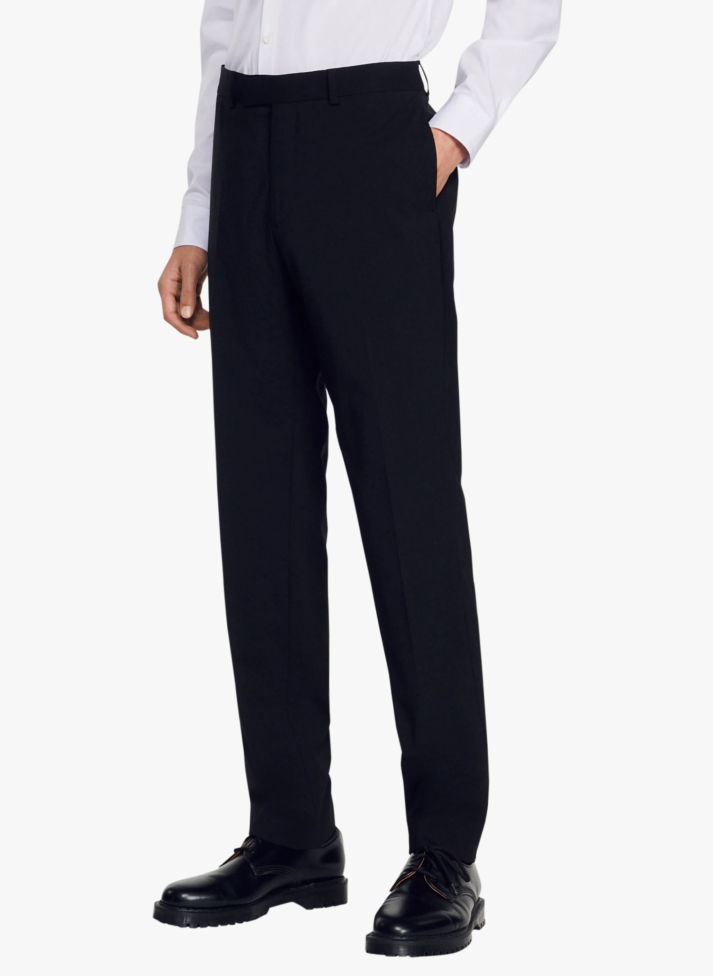 Pantalon de costume regular-fit en laine | Noir
