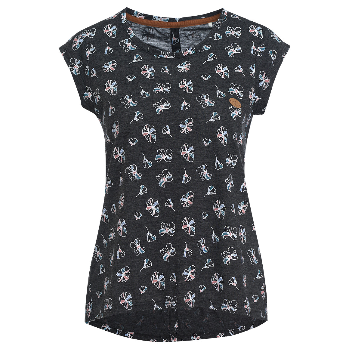 Gina Damen T-Shirt mit Zier-Knopfleiste dunkelgrau