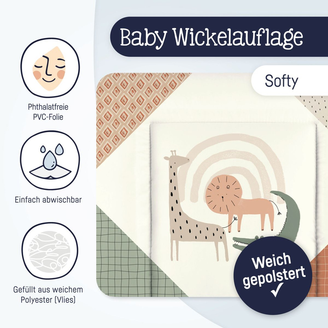 Wickelauflage Softy - Wild Friends - ca. 85 x 75 cm