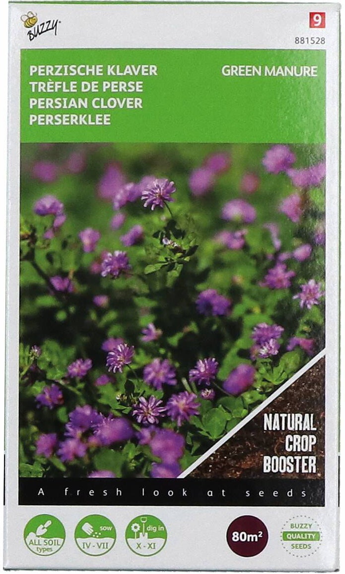 Buzzy seeds groenbemester perzische klaver (Trifolium resupinatum) 200 gr
