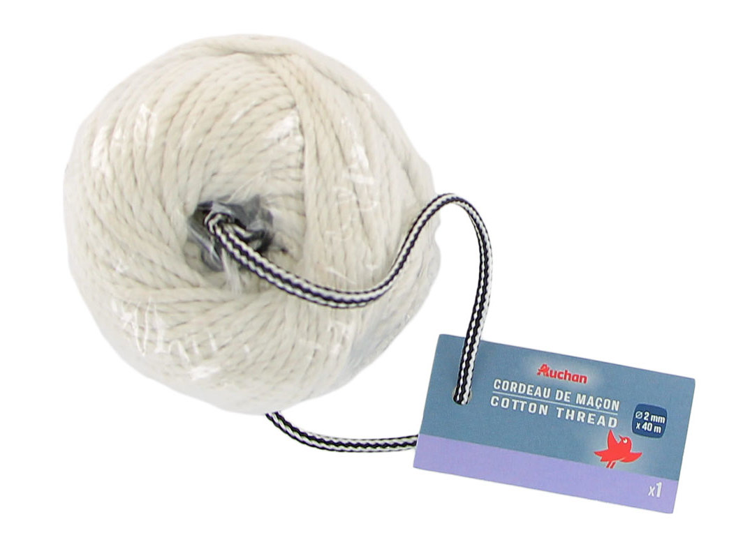 CORDEL DE ALGODÃO AUCHAN BEGE 2MM X40M