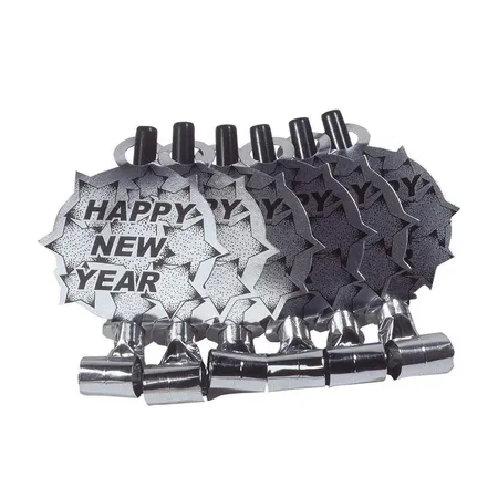 Widmann Luftrüssel mit Ton Happy New Year, silber, 6 Stück