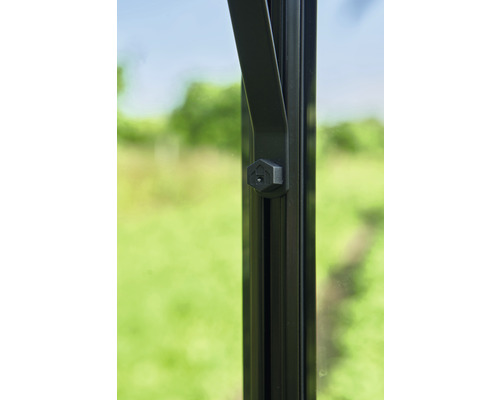 Halls Blockley 812 kas, 3 mm veiligheidsglas met fundering, 256 x 380 cm, zwart