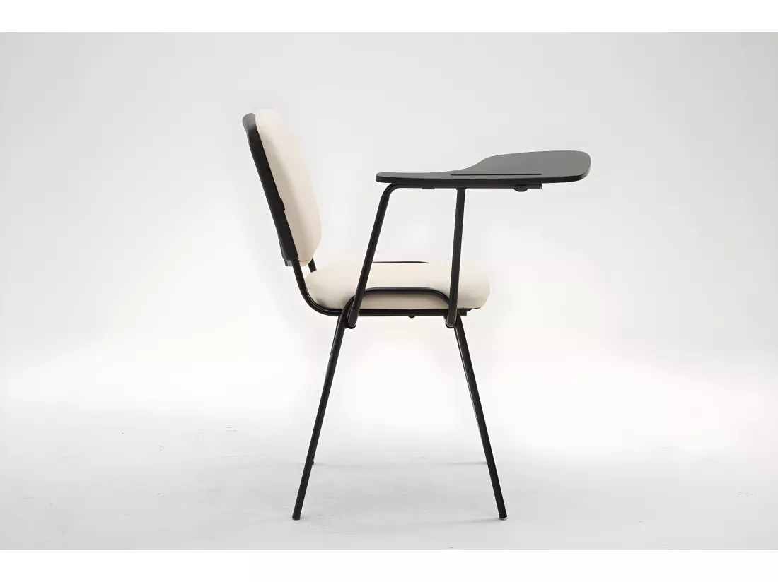Chaise de conférence - Similicuir & Métal noir mat - Crème - Ken mit Klapptisch