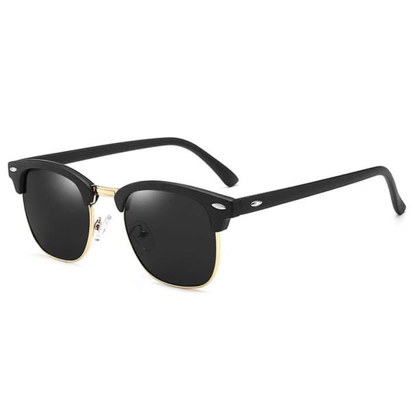 Matt Black Solbriller Clubmaster Gold Black Glass + Senile String