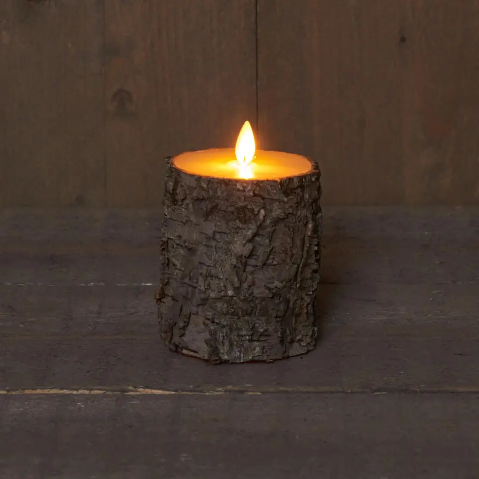 Anna's Collection Stompkaars - LED - berkenhout bruin - H10 cm