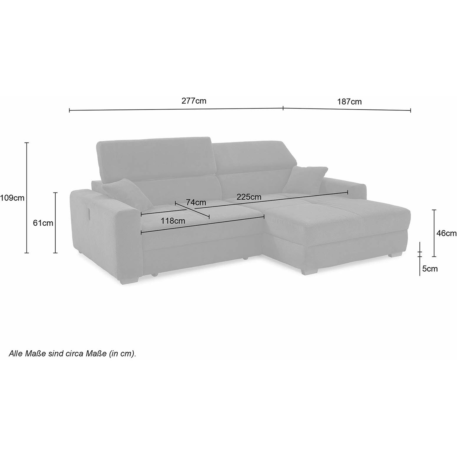 Ecksofa Track Stoff beige mit elektrischer Vorziehbank