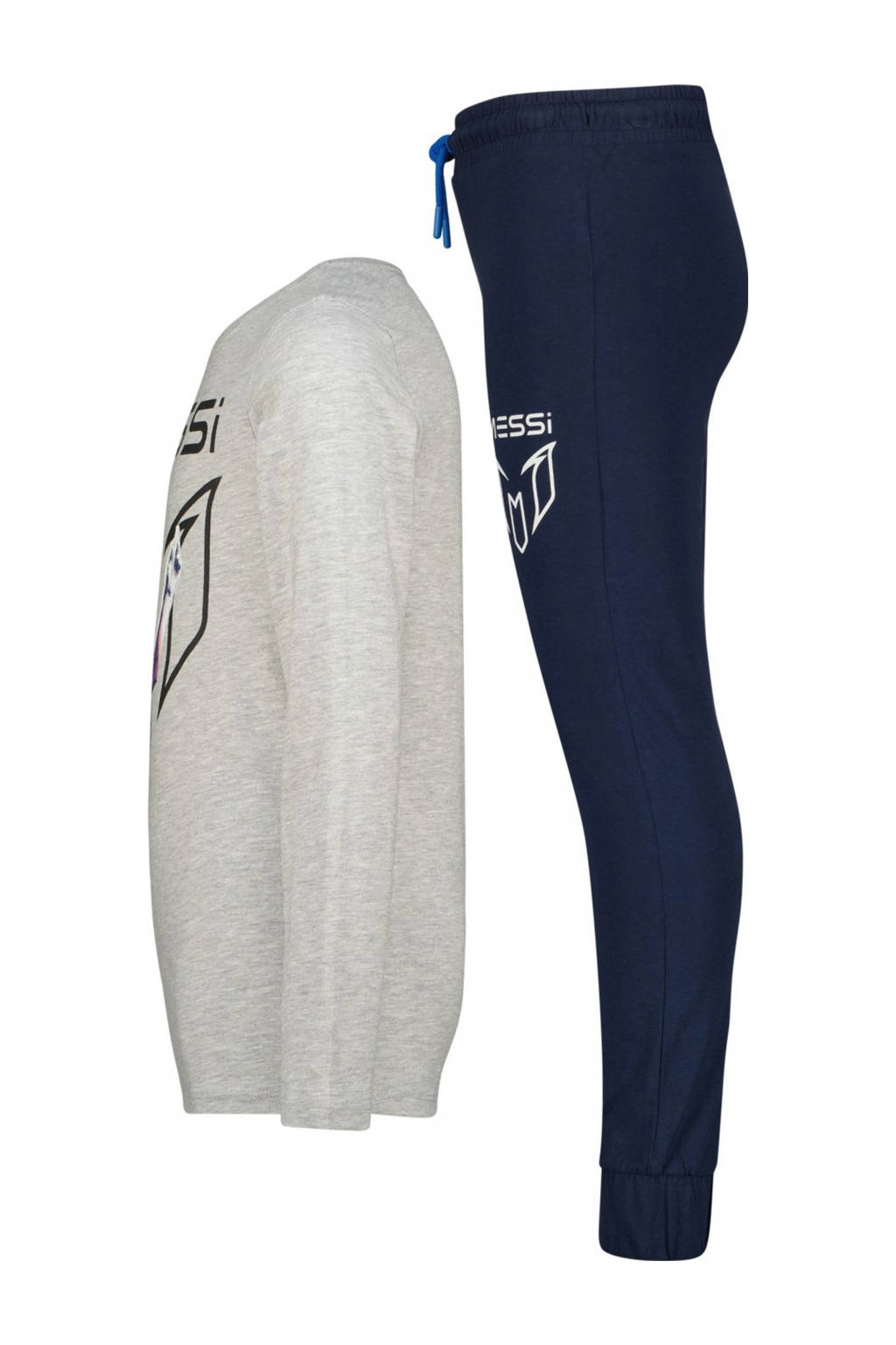 Messi pyjama Champ met printopdruk grijs melange/donkerblauw