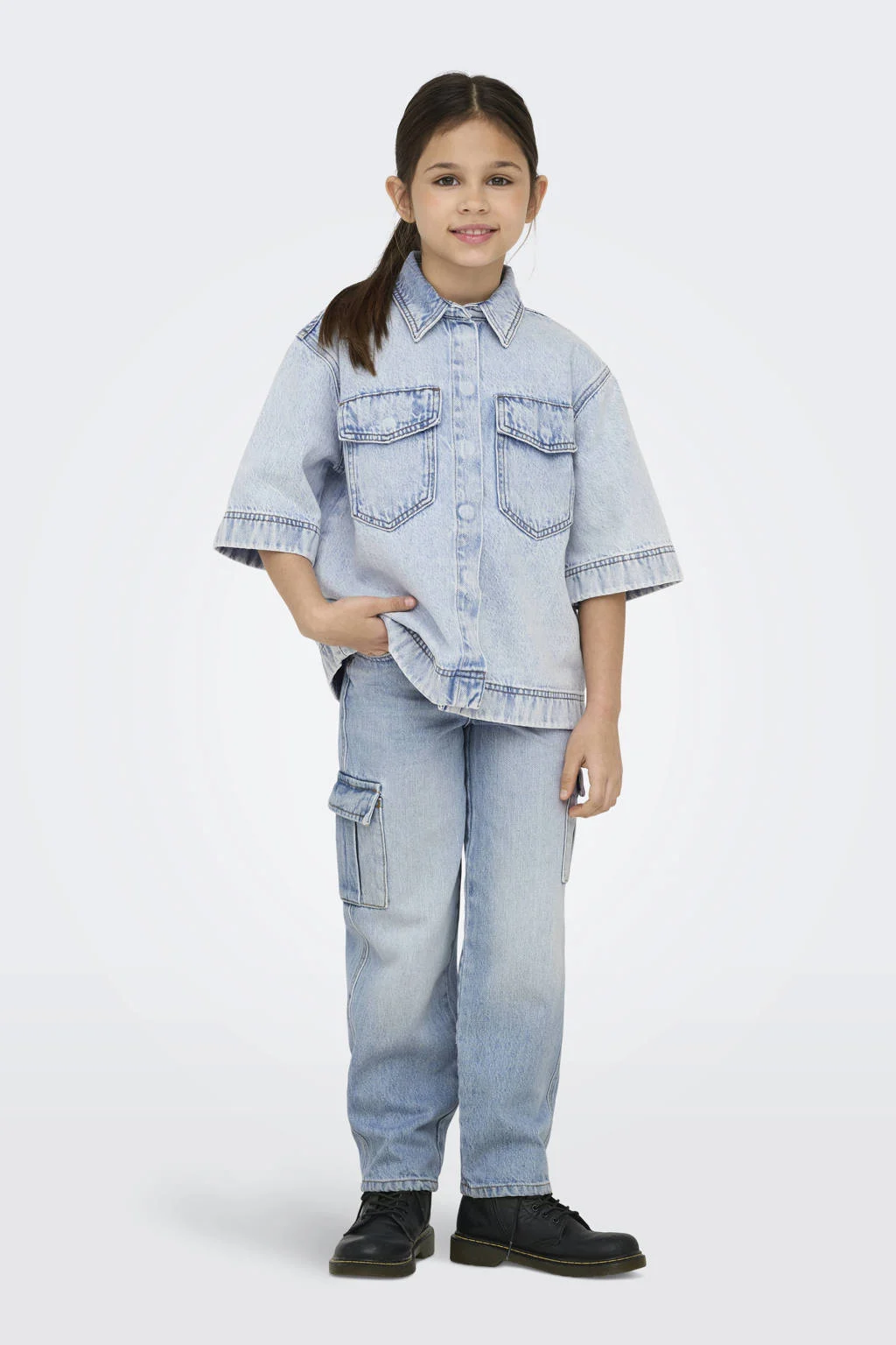 ONLY wide leg regular waist jeans light blue denim