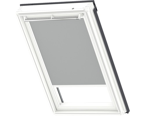 VELUX verduisterend rolgordijn, effen grijs, handbediend, wit frame, DKL C02 0705SWL
