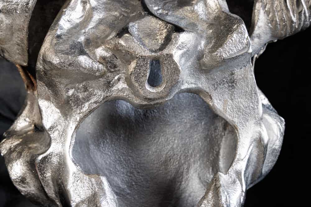 Design Schädel MATADOR 70cm silber Aluminium Wanddekoration