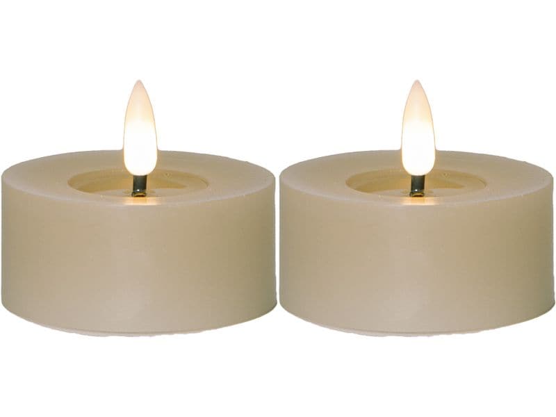 Star Trading LED Teelichter Set Flamme Flow 2 Pack, Beige Realistische Kerzenflamme für gemütliche Atmosphäre