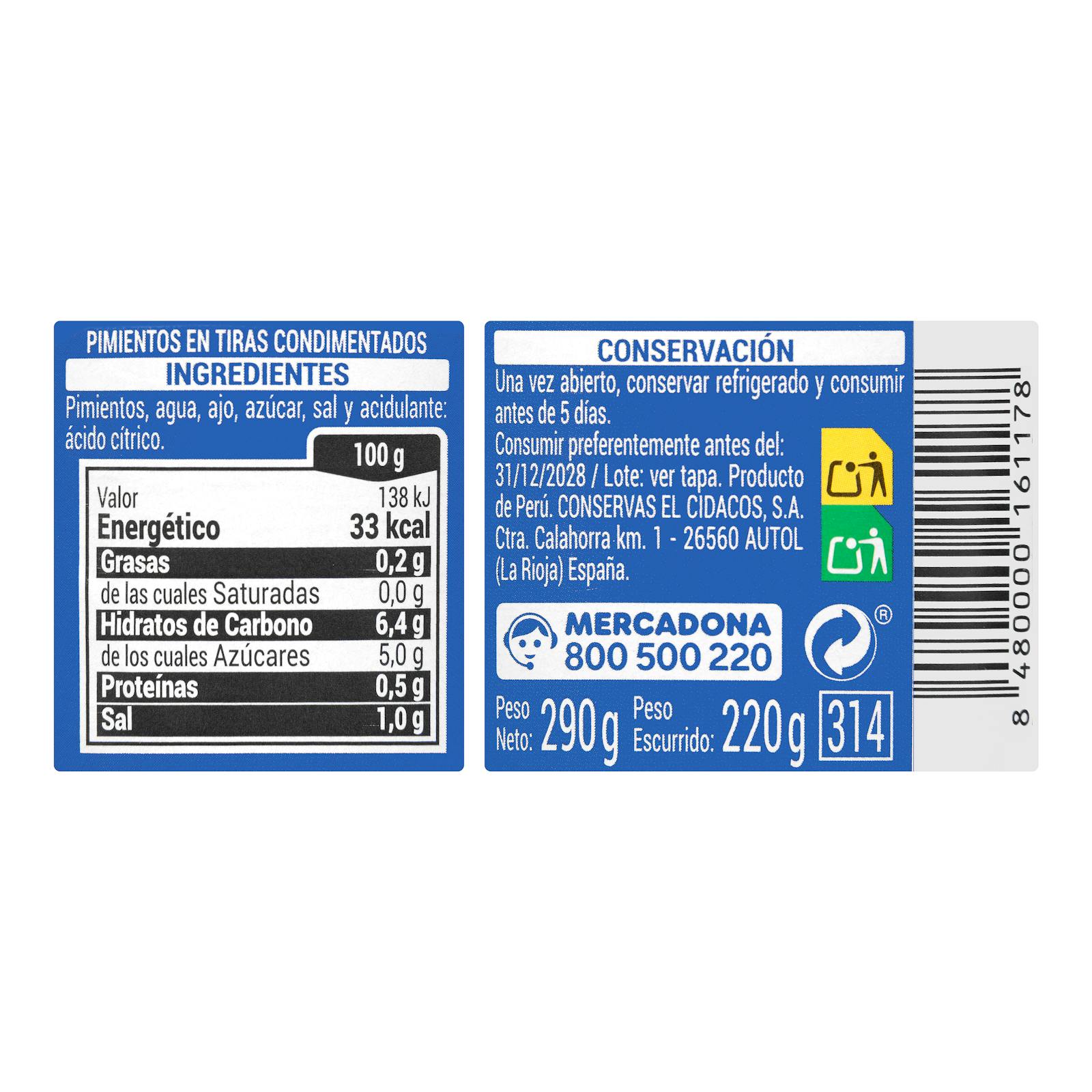 Poivrons assaisonnés Hacendado