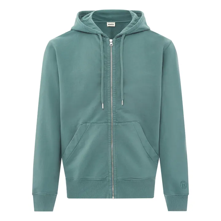SMALLABLE BASICS Hoodie Zippé Homme Coton Bio | Bleu Vert