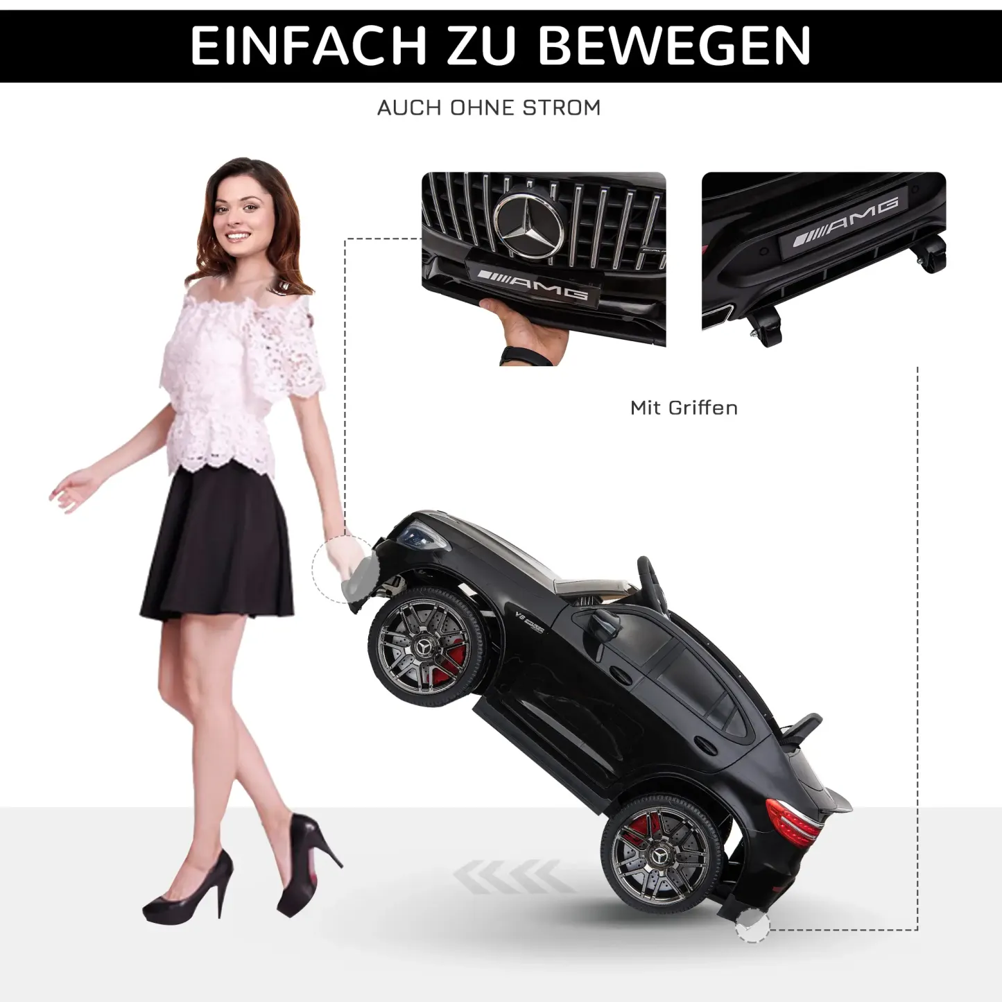 HOMCOM Kinder-Elektroauto Mercedes-Benz AMG mit Fernbedienung & Musik