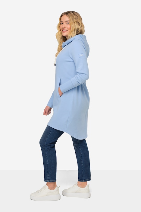 Sweatjacke, lang geschnitten, Kapuze, Taillen-Tunnelzug hinten, Langarm