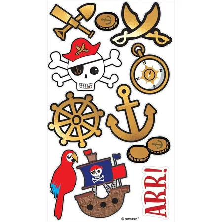 Amscan Tattoo-Set Pirat, 11 Stück, Sticker für die Haut