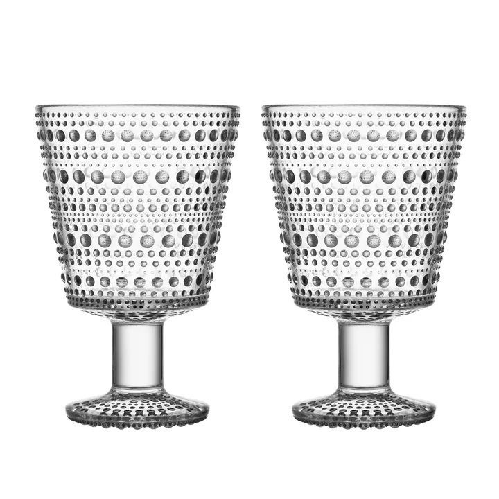 Iittala - Kastehelmi Trinkglas mit Fuss 26 cl, klar (2er-Set)