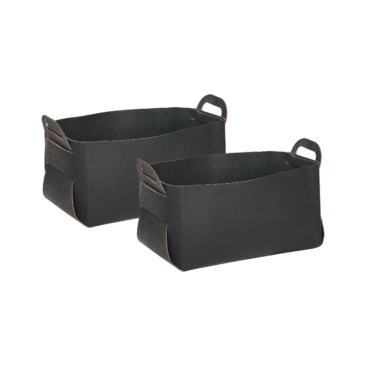 Beliani Lot de 2 Paniers Cuir PU Noir NUZI