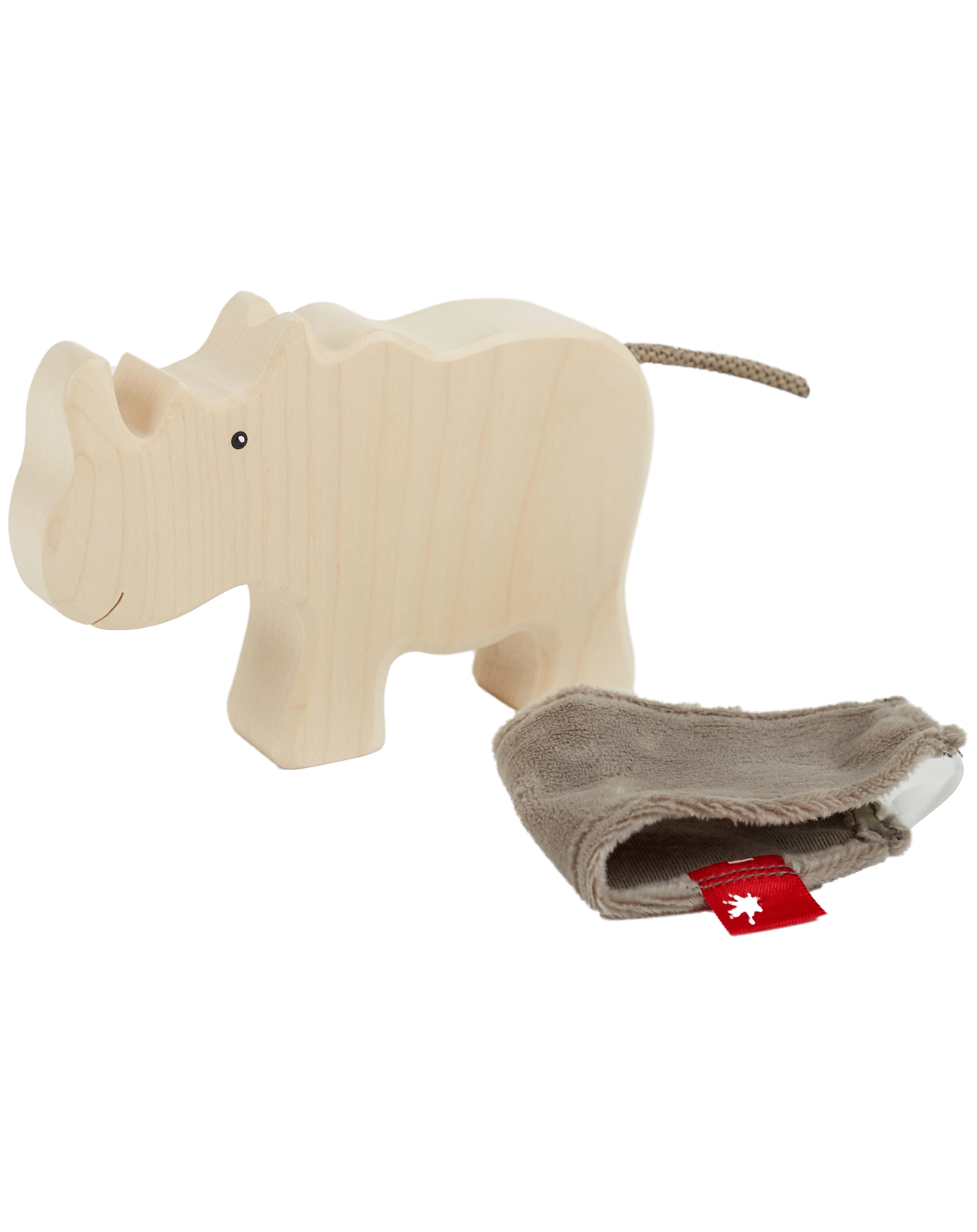 Holz-Spielfigur CUDLY WUDLY - NASHORN in natur/grau