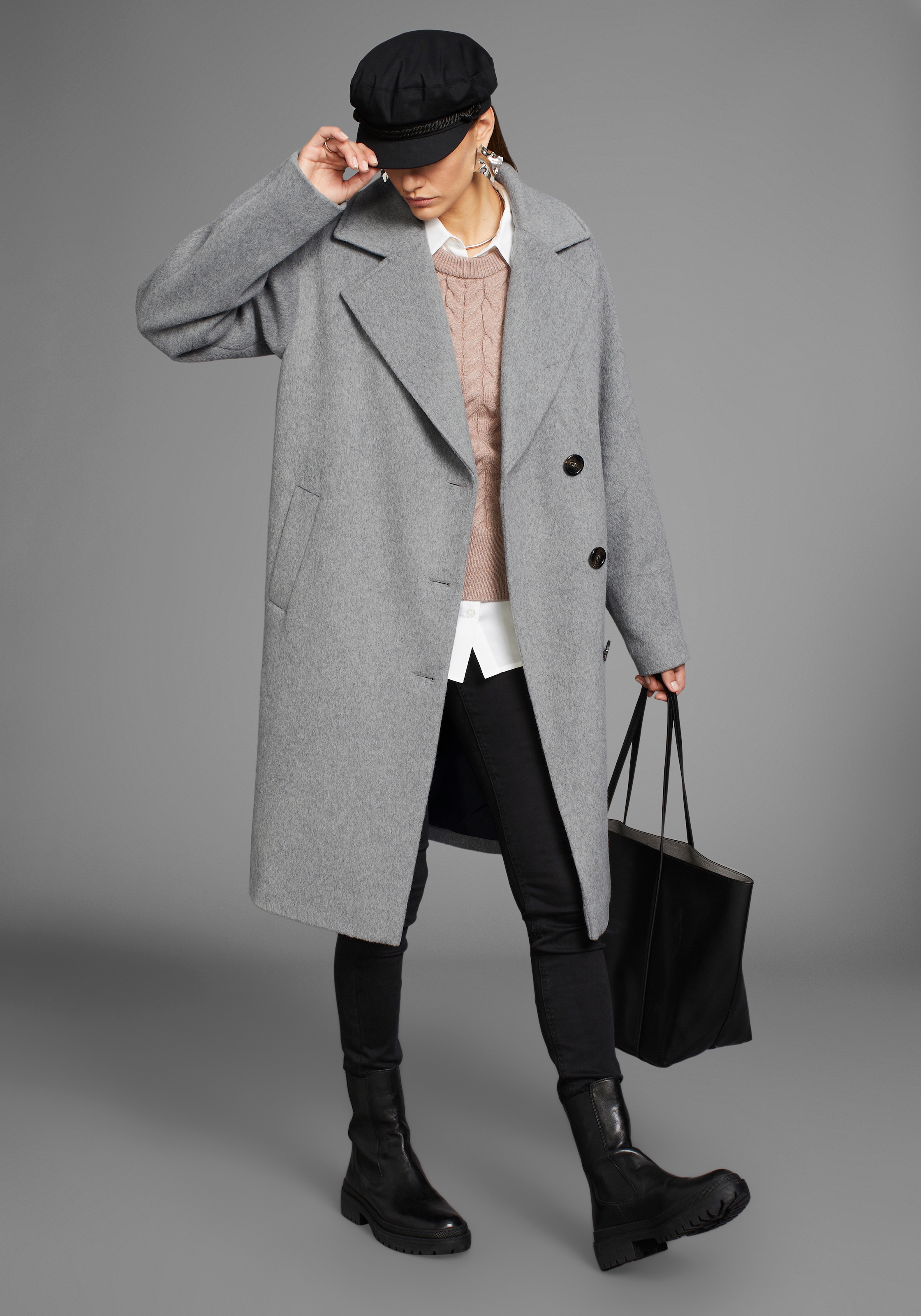 HECHTER PARIS Wollmantel , in asymmetrischer Oversize-Form
