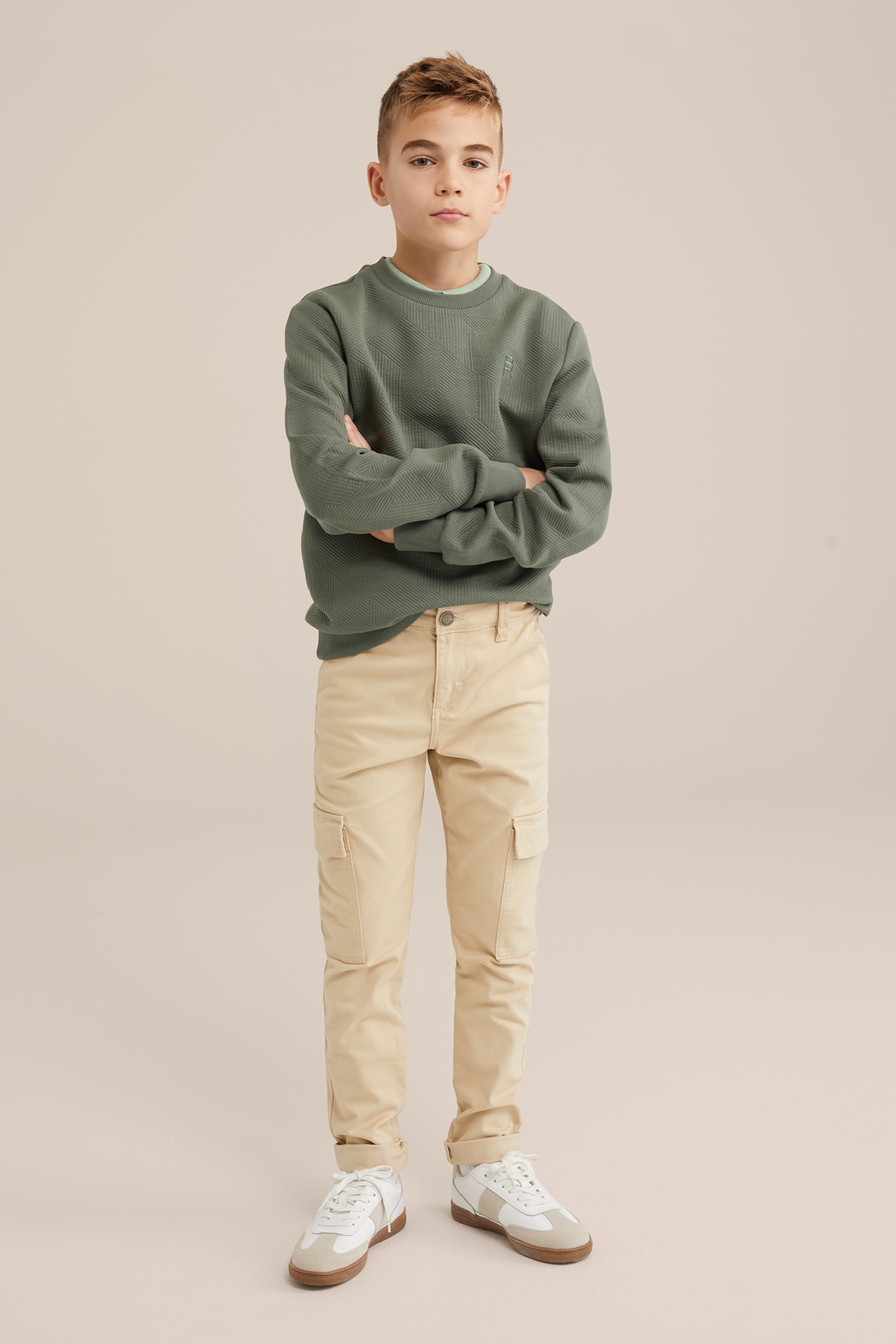 Jongens sweater met structuur Blue Ridge Legergroen