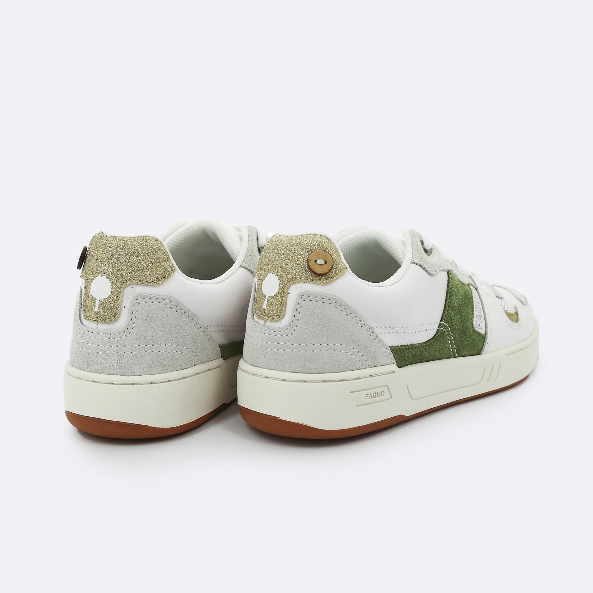 Baskets kaki & dorée en cuir Cuir - modèle Ceiba
