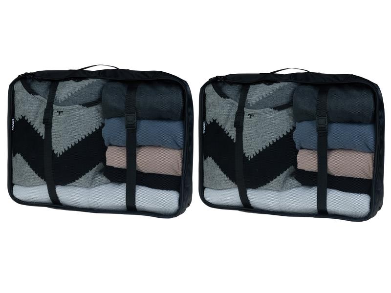 KOOR Kleiderbeutel Reesa, Grösse XL, 2er-Pack, Schwarz Packhilfe-Set für Ordnung im Koffer