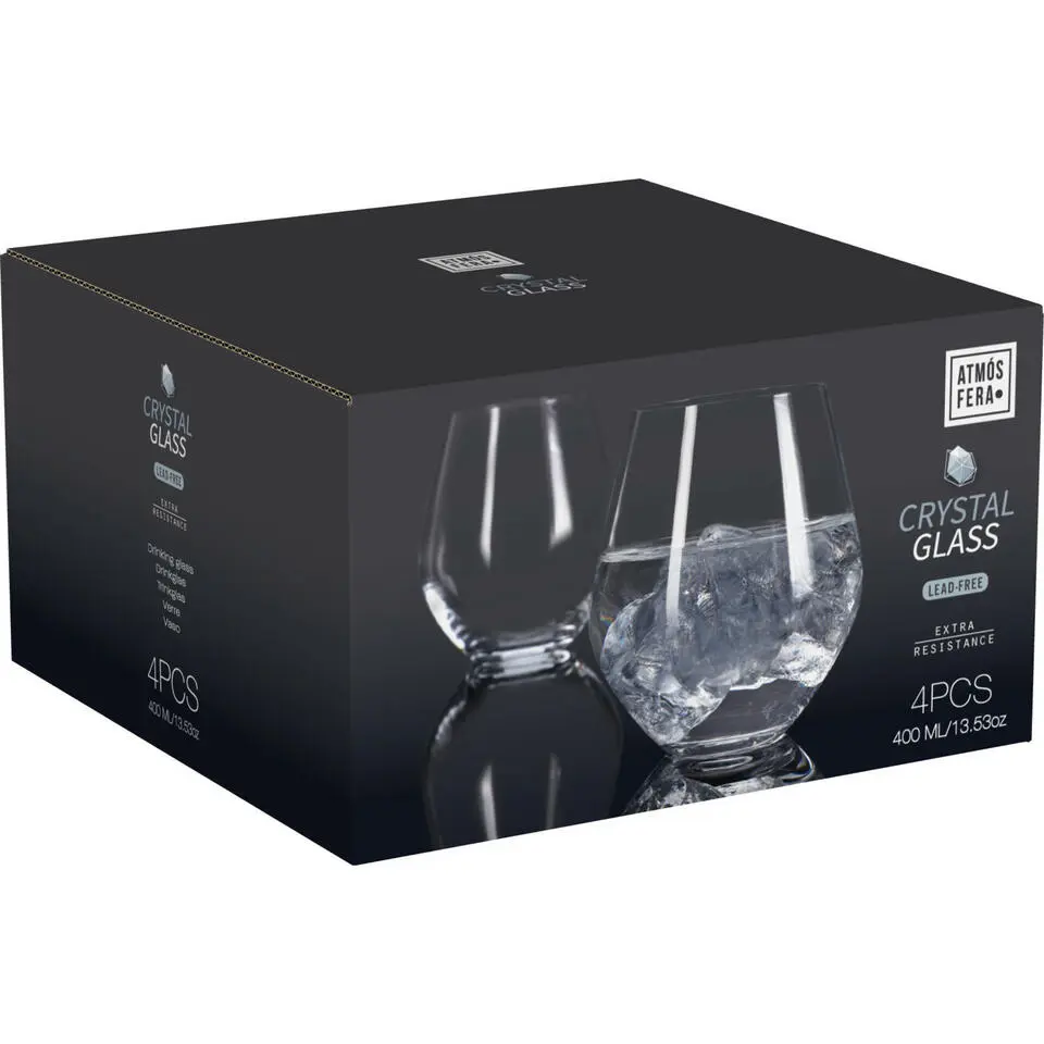 Excellent Houseware Tumbler glazen - 400 ml - 4x stuks