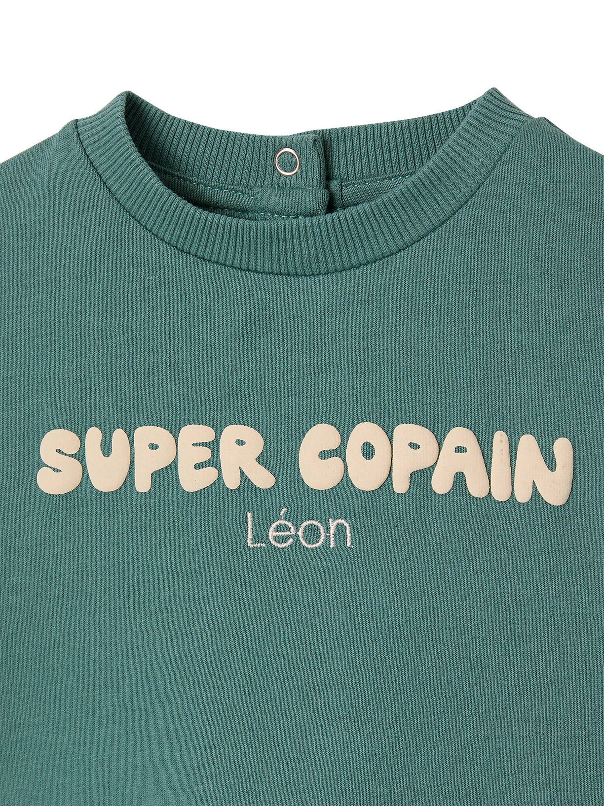 Vertbaudet Baby Sweatshirt mit Druckknöpfen hinten und Recycling-Polyester smaragdgrün