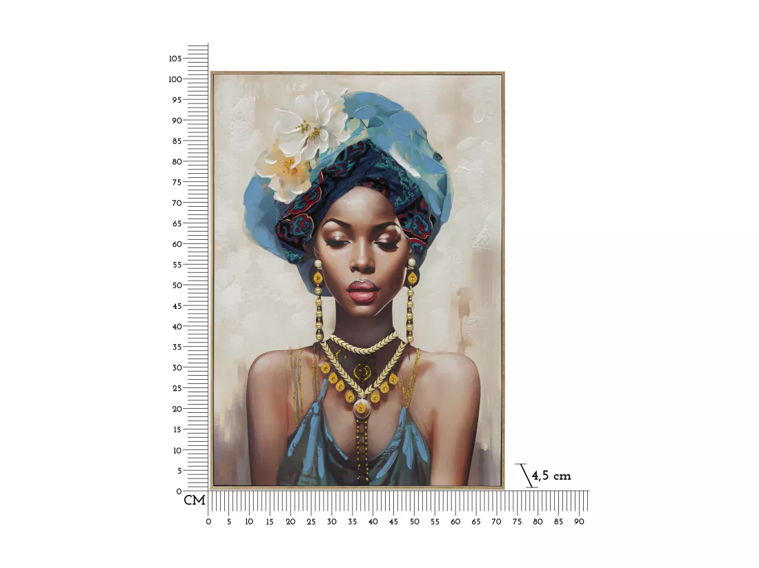 Peinture de femme multicolore sur toile avec cadre 72x4,5x102 cm