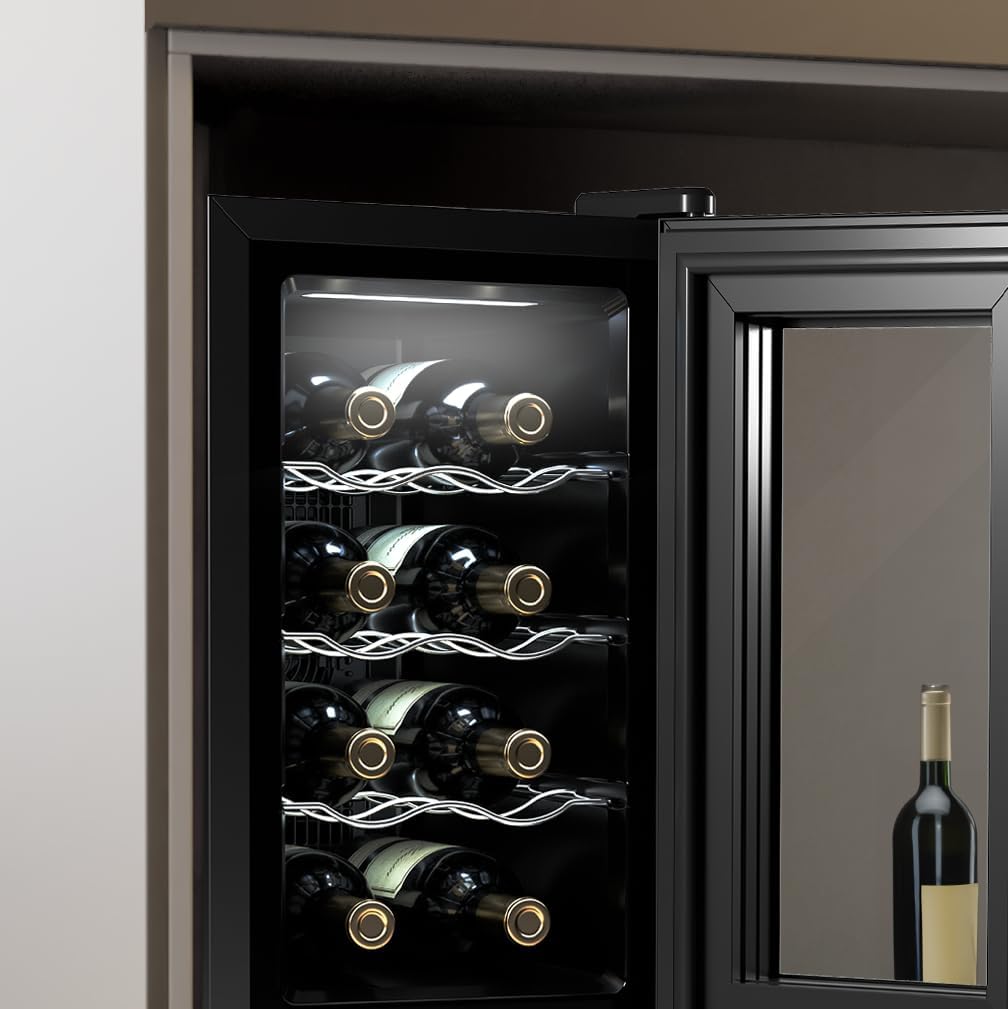 Cecotec Cave à vin 8 bouteilles Bolero Grandsommelier 830 coolcrystal, Refroidissement thermoélectrique, Température réglable entre 8 et 18°C, Commande tactile et affichage, Gaz non nocif.